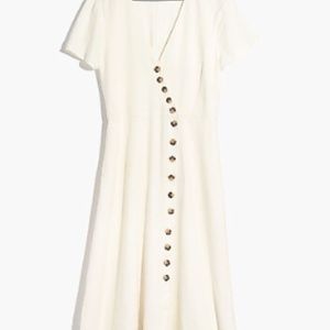 Madewell Linen-Blend Button-Wrap Midi Dress